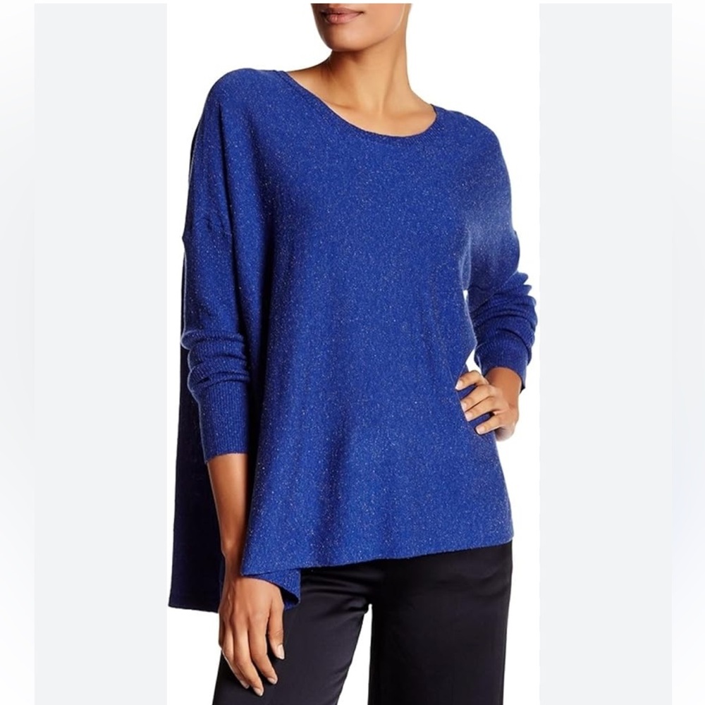 Eileen Fisher Blue Scoop Neck Sweater with Textured Knit